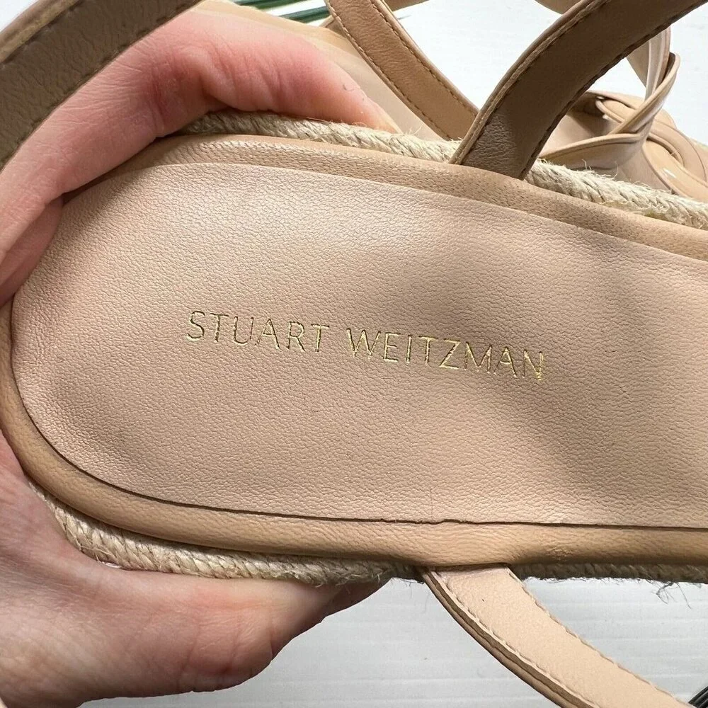 STUART WEITZMAN Twisted Patent Leather Espadrille Wedge Sandals Size 11B NWB